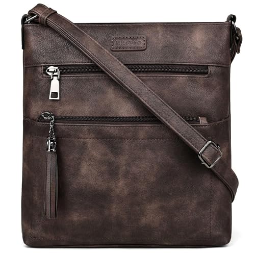 Medium Crossbody purses for women Leather Travel Crossbody Bag | Multi Compartments&pockets,Soft Leather,adjustable strap,organized,lightweight,with tassel,for Travel,Everyday - color: Coffee