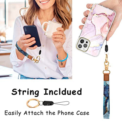 Wrist Lanyard Key Chain, Cute Wristlet Strap Keychain Holder for Women Men Car Keys ID Badges Card Wallet Phone Camera - color: Blue Gold Marble