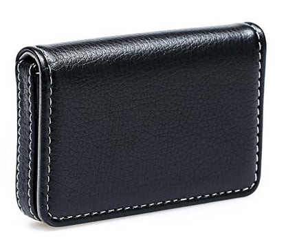 RFID Blocking Wallet - Minimalist Leather Business Credit Card Holder - Black - color: Black