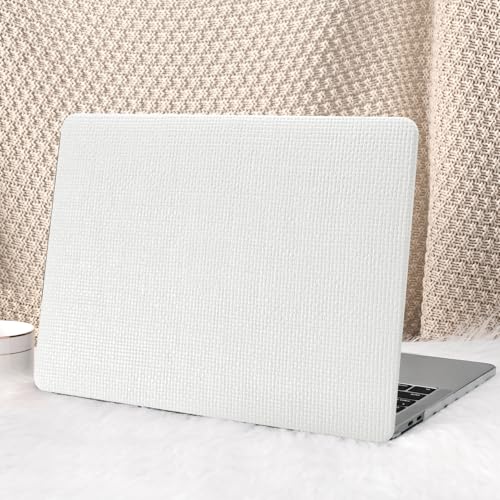 Seorsok Compatible with MacBook Pro 16inch Case 2026-2021 M5 M4 M3 M2 M1 A3429 A3428 A3403 A3186 A2780 A2485,Elegant Fabric Leather Plastic Hard Shell Case&Keyboard Cover,White Woven No Logo Cutout - color: White, size: Pro16 A3428/A3429/A3403/A3186/A2991