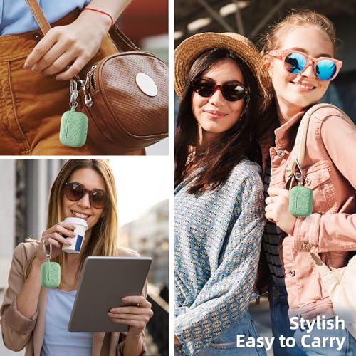 Lerobo for AirPods Pro 2 Case, Soft Silicone Cover with Keychain for Women | Engraved Flower, Scratch & Dust Resistant, LED Visible, Shockproof, Compatible with Apple AirPods Pro Case Cover, Grass Green - color: Grass Green