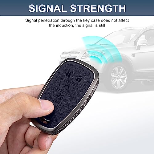 YO&YOYE Compatible with Chevy Key Fob Cover with Keychain Leather Key Case Protector for Chevrolet Equinox Malibu Cruze Camaro Tahoe Silverado Traverse Blazer Sonic (Black, 5 buttons) - size: Model1-black-5buttons
