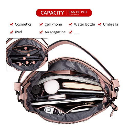 Hobo Crossbody Bag for Women, Designer Shoulder Purse Handbags - color: Pink-gun Black Hardware, size: Large-15.2 inch