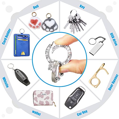 Yiflin Cute Car keychain for Women, Crystal Keychain Accessories，Bling Wrist Lanyard for Keys, Car key - color: Silver Wrist Lanyard