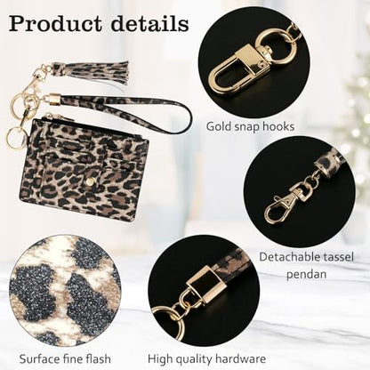 KNGITRYI Small Wristlet Wallets for Women RFID Credit Card Holder Wallet Keychain Wristlet Wallet Credit Card Wallets for Women (Leopard) - color: Leopard