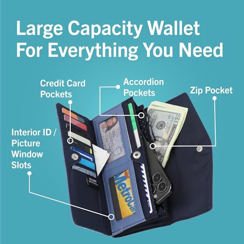 Nautica Money Manager Womens Slim RFID Blocking Wallet, Small Bifold Credit Card Holder with Zipper Coin Pocket and ID Window - color: Fuego Red (Buff)