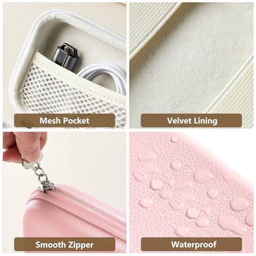 Digital Camera Case for KODAK PIXPRO FZ55/FZ45, Case Only, Pink | Fits CAMKORY DC403 and Canon PowerShot ELPH 360 HS Compact Digital Cameras, Small Hard Shell Camera Pouch with Mesh Pocket - color: Pink
