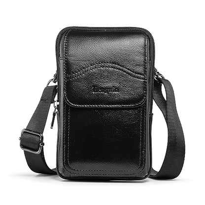Genuine Leather Phone Holster Fits for iPhone 16 Pro Max 15 Pro Max 14 Pro Max 13 Pro Max Samsung Galaxy S25 Ultra S24 Ultra Belt Pouch Belt Clip Wallet Case Phone Bag Crossbody Purse (Black) - color: Black