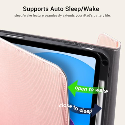 CoBak Premium Leather Case for iPad (A16) 11th Generation 11 Inch (2025), iPad 10th Generation 10.9 Inch (2022) - Elegant Magnetic Flip Cover with Auto Wake/Sleep, Pencil Holder, and Multi-Angle Stand - color: Striped Pink