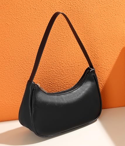 Afashor Shoulder Bags for Women Vegan Leather Hobo Sling Tote Handbag Retro Clutch Purse with Zipper Closure - color: Bronze