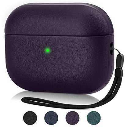 JIELIELE Upgrade Cover Compatible with Airpods Pro Case, Leather Texture Full-Body Protective Case Cover Compatible with Airpods Pro,Wireless Charging and Front LED Visible (Burgundy) - color: E-Purple, size: Airpods Pro 1 Case