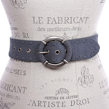 Women's 1 7/8" Lace Edged Braided Cow Suede Leather Round Belt - color: Grey, size: XS/S - 28"