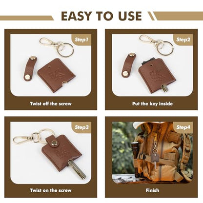 Car Key Cover, 2pcs Leather Key Sleeve, Broken Car Key Loop Replacement, Keychain for Women Men. - style: A