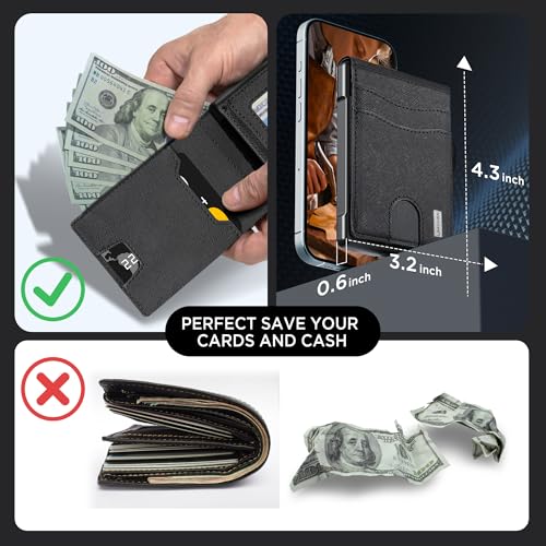 umoven Wallet for Men - Pop Up Case, Cash Slot, and Credit Card Slot - Slim Aluminum Wallet with RFID Blocking, Minimalist Leather Wallet Front Pocket with ID Window (Gravel Black) - color: Gravel