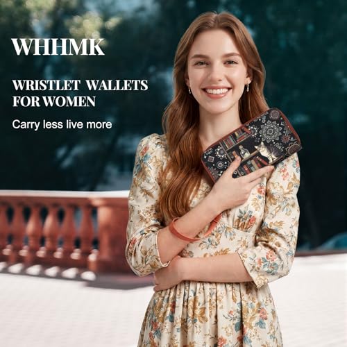 WHHMK Bookshelf and Cat Goth Womens Wallet，Wear-resistant and Scratch-resistant 900x600D Polyester Oxford Black Womens Wallet, Anti Theft Wallet for Cat Lover - color: Bookshelves Cat