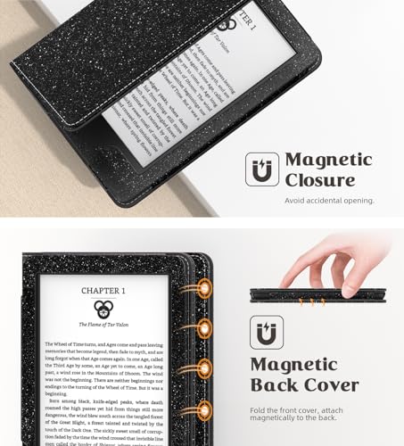MoKo Case for 6" Kindle (11th Generation,2024/2022), Glitter Black - color: Glitter Black
