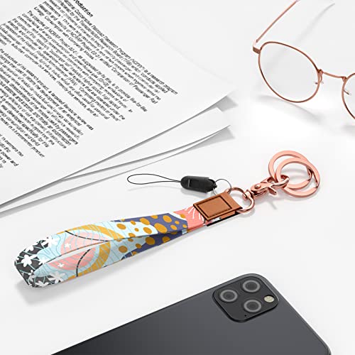 Rimilak Wristlet Keychain, Wrist Lanyard Key Chain for Women Men Car Keys ID Badges Card Wallet Phone Camera - color: Yellow Dots