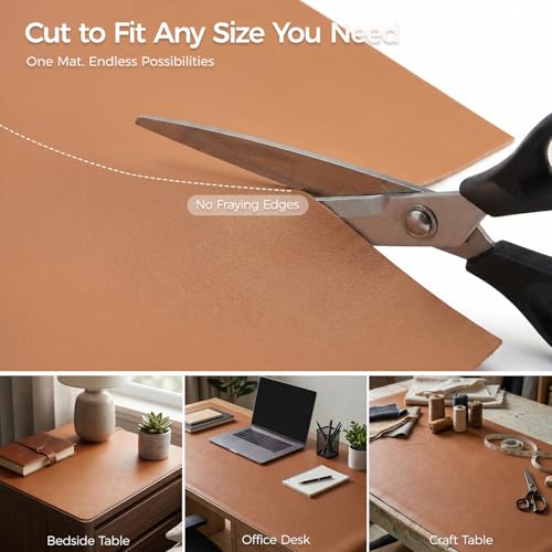 1.6mm Thick Leather 15x72 Inch Non-Slip Mat, Waterproof Countertop Protector, Extended Dresser Topper/Kitchen Counter Mat, Caramel Brown - color: Caramel Brown, size: 15" x 72"
