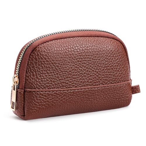 GAEKEAO Coin Purse for Women Small Change Key Pouch Vegan Leather large Capacity mini Portable Ladies Wallet with Zipper - color: A-Brown