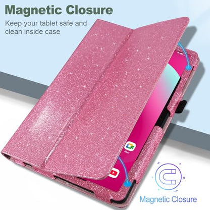 ACdream Case for T-Mobile Revvl Tab 2 10.1" Tablet 2025 Model:9185W(NOT FIT 2023 Revvl Tab 5G 10.36"), Folio Protective Slim Cover Leather Case,Magnetic Closure, Hand Strap, Card Slots, Glitter Pink - color: ***Glitter_Pink