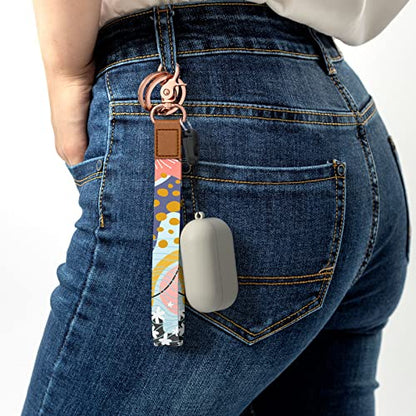 Rimilak Wristlet Keychain, Wrist Lanyard Key Chain for Women Men Car Keys ID Badges Card Wallet Phone Camera - color: Yellow Dots