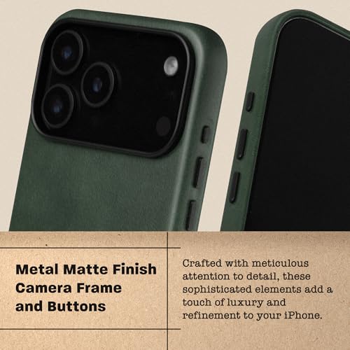 Handcrafted Premium Italian Leather Case for iPhone 17 Pro Max - [Built-in Camera Control] - Compatible with Magsafe - Two-Tone Effect with Unique Patina Over Time - Emerald Green | For iPhone 17 Pro Max, Built-in Camera&AI Control, Compatible with MagSaf