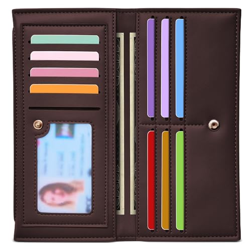 Tipmile Slim Wallet for Women, RFID Blocking Credit Card Holder | Thin Compact Bifold Wallet with Zipper, Ladies Gift - color: Coffee