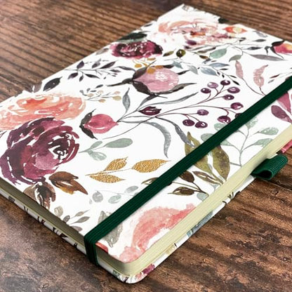 RICCO BELLO Lined Journal Notebook, Blossoms, Hardcover, 5.7x8.4" | 96 Sheets / 192 Pages, College Ruled, Pen Holder, For Work & Notes - color: Blossoms