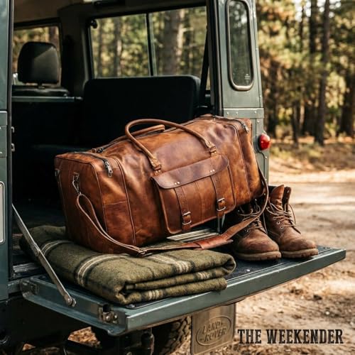 Large Leather 32 Inch Luggage Handmade Duffel Bag Carryall Weekender Travel Overnight Gym Sports Carry On For Men And Women (32 inch) - size: 32 inch