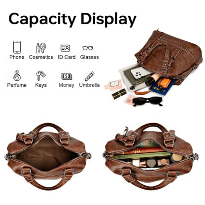 Crossbody Purses for Women Satchel Bags Vintage Barrel Purse Doctor Shoulder Bag with Adjustable Straps