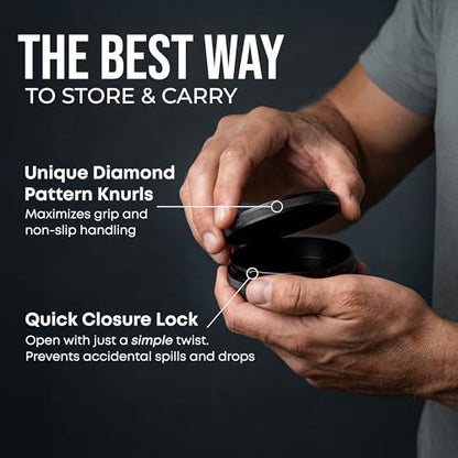 CanX Metal Can for Zyn | Twist Closure and Strong Knurled Grip | Spill-Resistant | Compact EDC Storage | Pouch & Pill Case | Tin Puck Holder | Dip Can | Zyn Tin | Premium Aluminum Container (Black) - color: Black