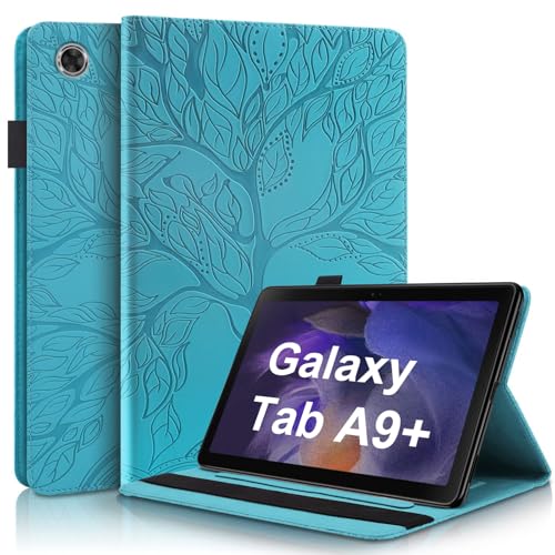 Case for Samsung Galaxy Tab A9 Plus 11 inch 2023 (SM-X210/X216/X218), Flip Cover Samsung Galaxy Tab A9+ 5g PU Leather with Elastic Band & Card Holder -Turquoise - color: Turquoise, size: Tab A9 Plus 11 inch 2023
