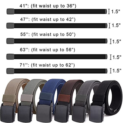 2-Pack Elastic Stretch Belt Mens No Metal Nylon Tactical Hiking Belt | 1.5" Wide All Size Easy to Adjust TSA Safe Lightweight Sturdy Plastic Buckle Belt Flexible Webbing - color: Blackbrown, size: Fit up to 56"