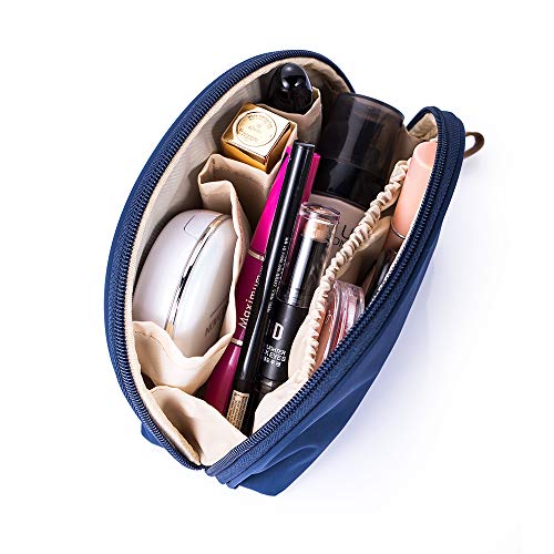 Hekyip Half Moon Cosmetic Bag, Travel Makeup Pouch, Portable Waterproof Cosmetic Pouch for Ladies Women, Small (NAVY BLUE) - color: NAVY BLUE