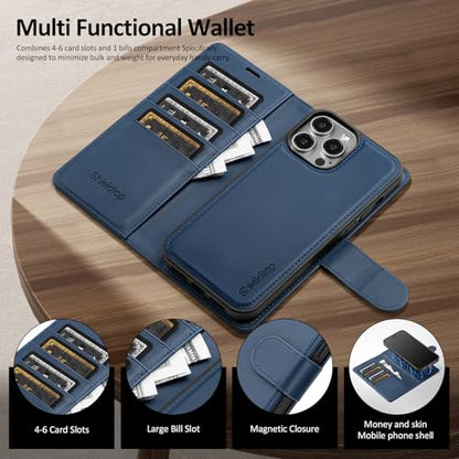 Shieldtop Compatible with Magsafe Magnetic 2 in 1 Detachable iPhone 12 Pro Wallet Case with Card Holder Credit Slots Men Women,PU Leather RFID Blocking Flip Kickstand for Apple 12 6.1",Blue - color: Blue, size: iPhone 12 - 6.1"/iPhone 12 Pro - 6.1"