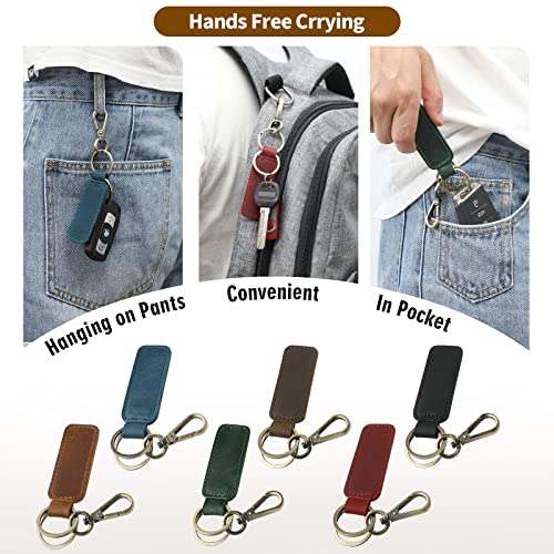 Jack&Chris Genuine Leather Car Keychain, Universal Key Fob Keychain, Leather Key Chain Holder for Men and Women, JC306 - color: Green