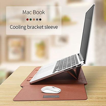 Laptop Sleeve 15-15.4-15.6" Case with Stand Compatible with Microsoft Surface Laptop 5/4/3/2 13.5", MacBook Air/Pro 13.3", PU Leather Sleeve for 15-16" Laptop Computers - Red - color: Red, size: 15-15.4-15.6 Inch