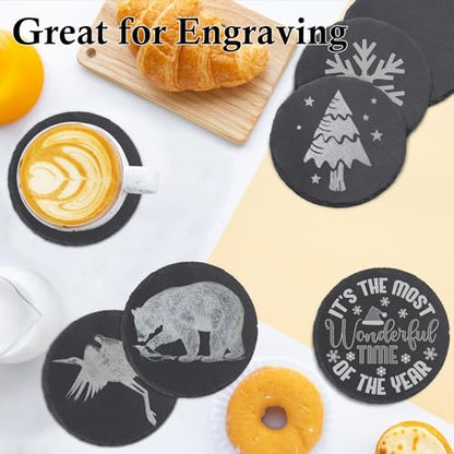 50 Pack 4 Inch Round Slate Coasters for Drinks, Black Stone Coasters with Anti-Scratch Bottom, Ideal for Home Decor, Bar, Housewarming Gifts, and Laser Engraving KUKLIPJIM - size: 50 Pack 4 Inch Circular