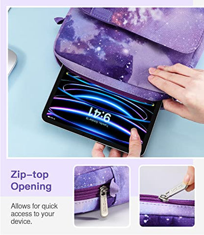 MoKo 13 Inch Tablet Sleeve Bag Carrying Case with Shoulder Strap Handle - color: Purple Starry Sky, size: 12.9 inch