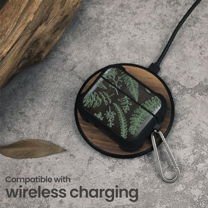 Balck Solid Wood for AirPods Pro 2 Case (2nd/1st Gen) Botanical Garden | Airpods Pro Case 2nd / 1st Generation (2023/2022/2019) with Quick Released Keychain, TPU Shockproof Cover, Hand-Drawn Style - color: Botanical Garden