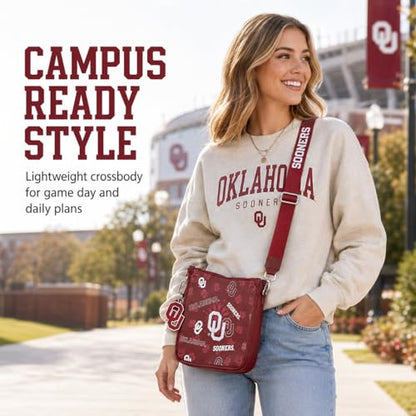 NCAA Crossbody Bags for Women, Leather Crossbody Purse with Adjustable Strap Shoulder, Shoulder Handbags for Gift - color: Ou-burgundy