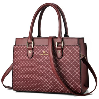 KURGOOL Handbags Purses for Women, Trendy Leather Dual-tone Tote Purse, Designer Handbag Shoulder Bag Top Handle Satchel Bags - color: Tkk-burgundy