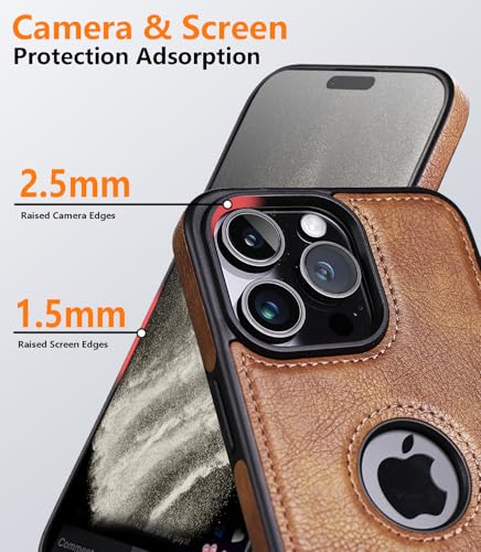 Designed for iPhone 15 Pro Leather Case with Stand, Protection Slim Adjustable Kickstand Phone Cover Compatible with iPhone 15 Pro (Brown) - color: Brown, size: iPhone 15 Pro