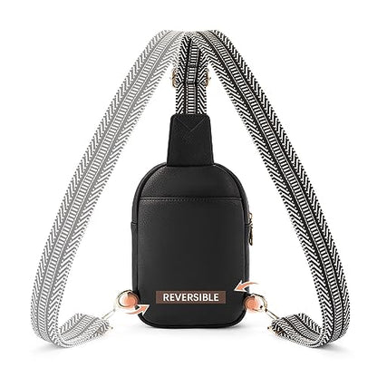 BOSTANTEN Sling Bag Crossbody Bags for Women Trendy Crossbody Purse Leather Chest Bag | Small, Adjustable Shoulder Strap, Multi Pockets and Carrying Ways, Card Slots, Lightweight Comfortable for Travel Daily Use - color: A-black