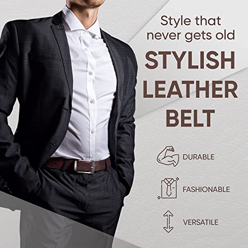 Prospero Comfort Men's Reversible Classic Dress Belt Italian Top Grain Leather Black & Brown Rotating Buckle - color: Criss Cross Design Black & Brown, size: Size 42