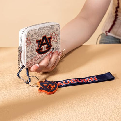 Montana West Auburn NCAA Zip Around Wallet with Lanyard - Game Day Accessory, Embroidered AU Paisley Design NC-AU012BG - color: AU-Beige
