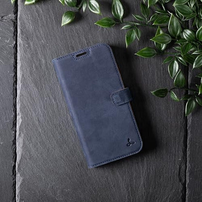 Snakehive Leather Wallet for iPhone 16 - Real Leather Wallet Phone Case - Genuine Leather with Viewing Stand and 3 Card Holder - Flip Folio Cover with Card Slot (Navy) - color: Navy, size: iPhone 16