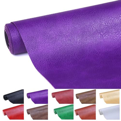 HGUAN Solid Color Soft Purple Faux Leather Fabric 12"x53" (30cm X 135cm) for Handmade DIY, Leather Earrings, Keychain Sewing Projects (Purple) - color: Purple