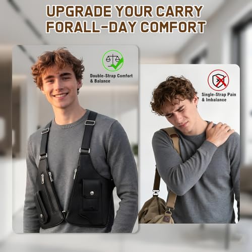 Double Shoulder Armpit Bag for Men, 2026 Upgraded Anti-Theft Underarm Shoulder Holster Bag with Adjustable Strap, Hidden Phone Wallet Pocket, Multi-Pocket Outdoor Travel Daily Commute Pouch
