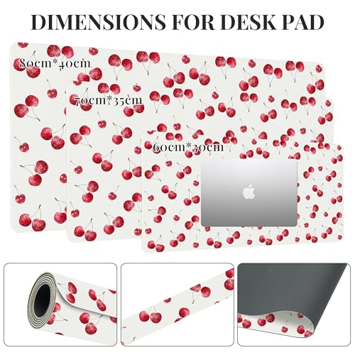 Cherries Desk Mat, Cute Extended Gaming Keyboard Mouse Pad, Large Office Desk Cover Mat Pad Deskmat, Non-Slip Leather Home Office Desk Mat Protector 23.6"x11.8" - color: Cherry, size: S(23.6×11.8 inch)